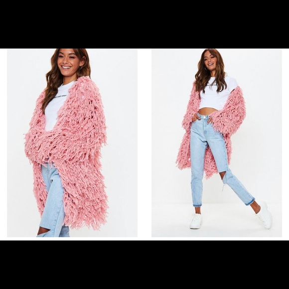 Missguided Jackets & Blazers - NTW Misguided Blush Shaggy Cardigan